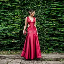 Neue Designer Lange Burgund Nixe-abschlussball 2016 V Neck Kristall Perlen Sexy Frauen Lange Abendkleider Formale Partei-kleider
