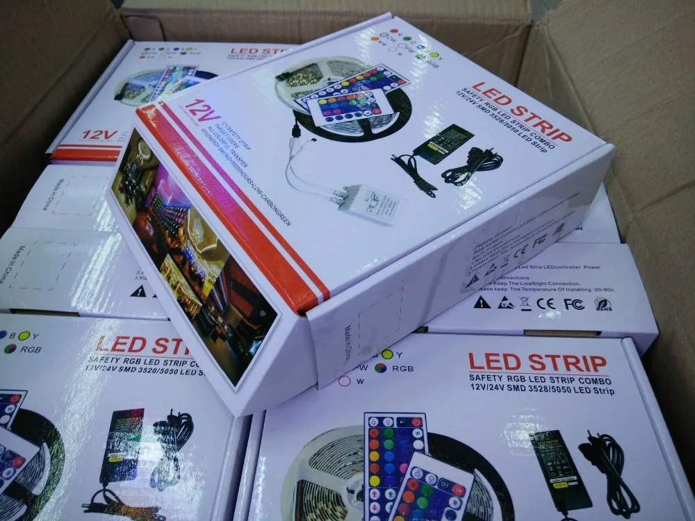 5 м/рулон 300 LED RGB SMD 5050 Гибкая Водонепроницаемая светодиодная лента + 24/44key ИК пульт