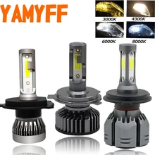 Yamyff 2 предмета H4 светодиодный H7 Canbus автомобилей головной светильник 3000K 4300K 6500K 8000K Авто Лампа H1 H3 H11 H27 880 9005 9006 мин и противотуманных фар с возможностью креативного светильник