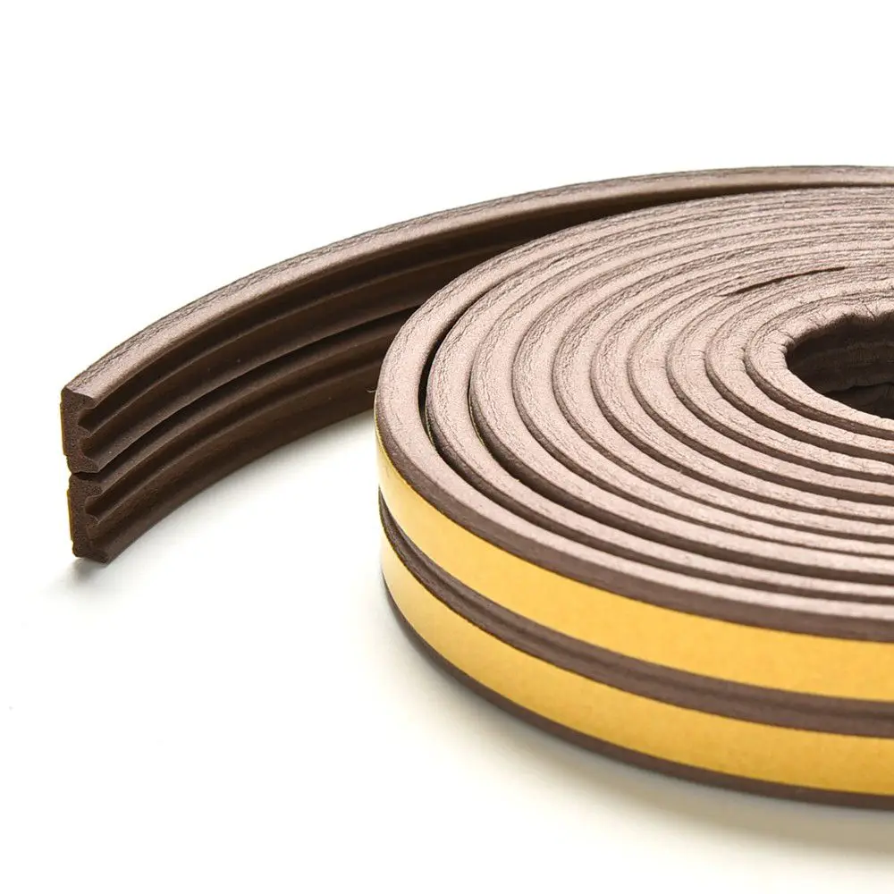 5M E-type Car Window Door Foam Draught Self Adhesive Excluder Rubber Seal Strip