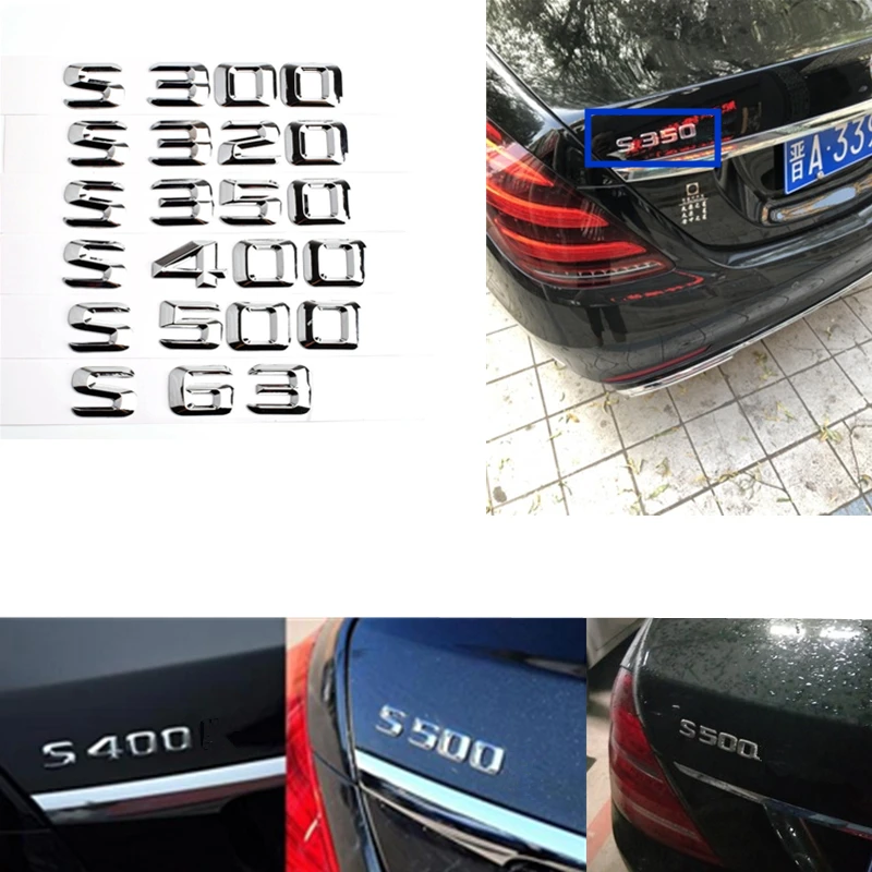 

W140 S300 S320 S500 S350 S400 S63 W245 Trunk Lid Sticker Number Silver Decal Car Refitting For Mercedes Benz W220 W221 W222 AMG