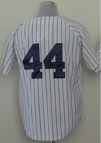 Fashion New 44 Reggie Jackson Jersey Embroidery team logo name baseball White Stripe jersey mix order Mens Sportswear | Тематическая