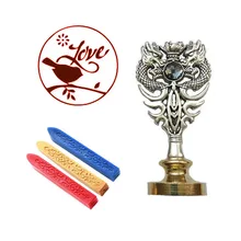 Подпись индивидуальная восковая печать комплект печатей Птица Любовь Металлический Дракон ручка Винтаж Свадебные приглашения(Дракон Серебро