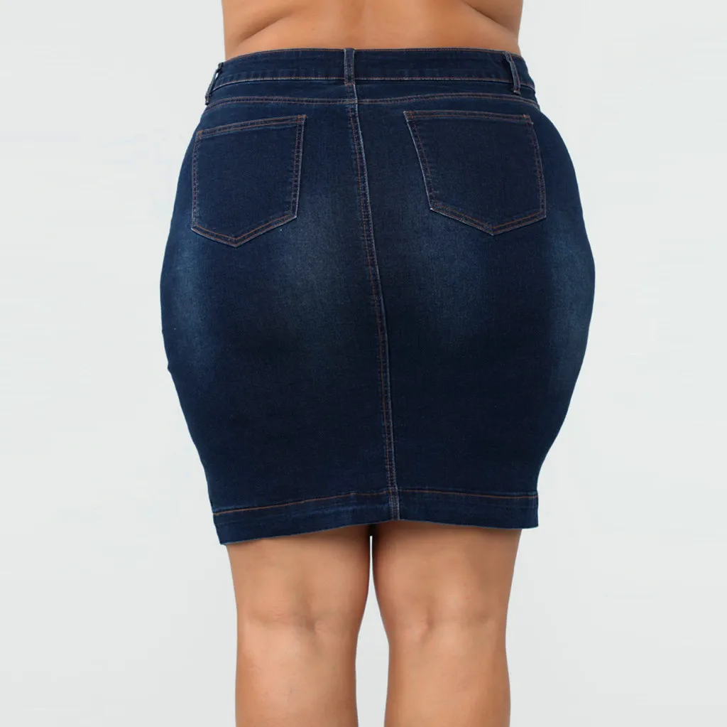 Для женщин юбки faldas shein saia aisted плюс Размеры длинные штаны карман джинсы из денима, тянущиеся Длина джинсы#50