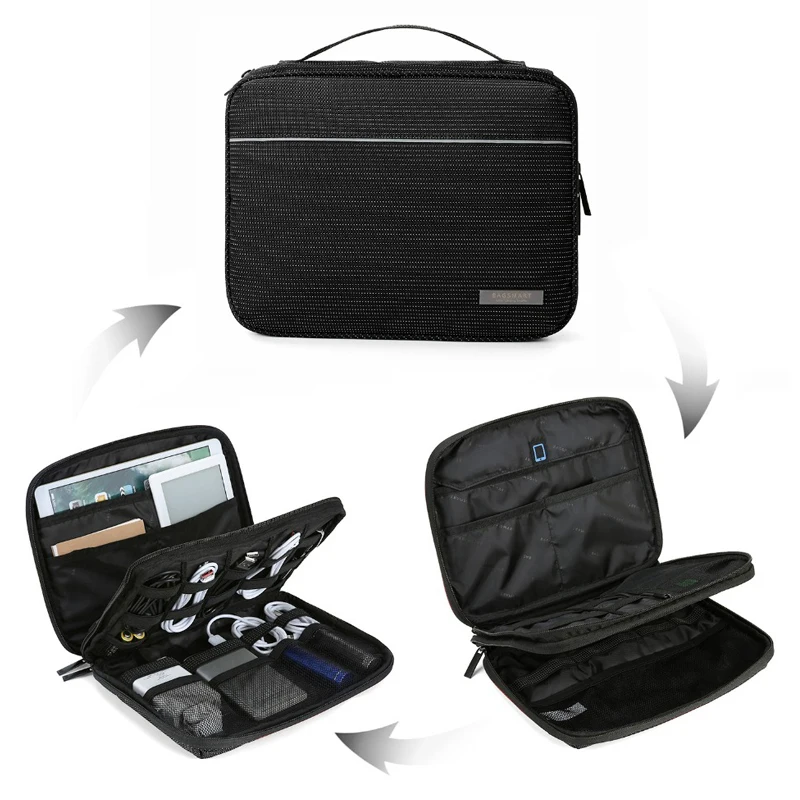 Bagsmart New Double Layer Electronics Travel Organizer Bag Waterproof Electronics Accessories Storage Bag Universal Cable Bags