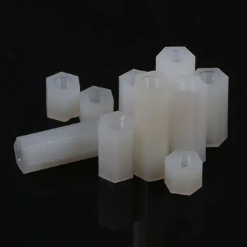

10pcs M4 Hexagonal nylon column Flat head double pass Plastic support columns Environmental protection 6mm-50mm Length