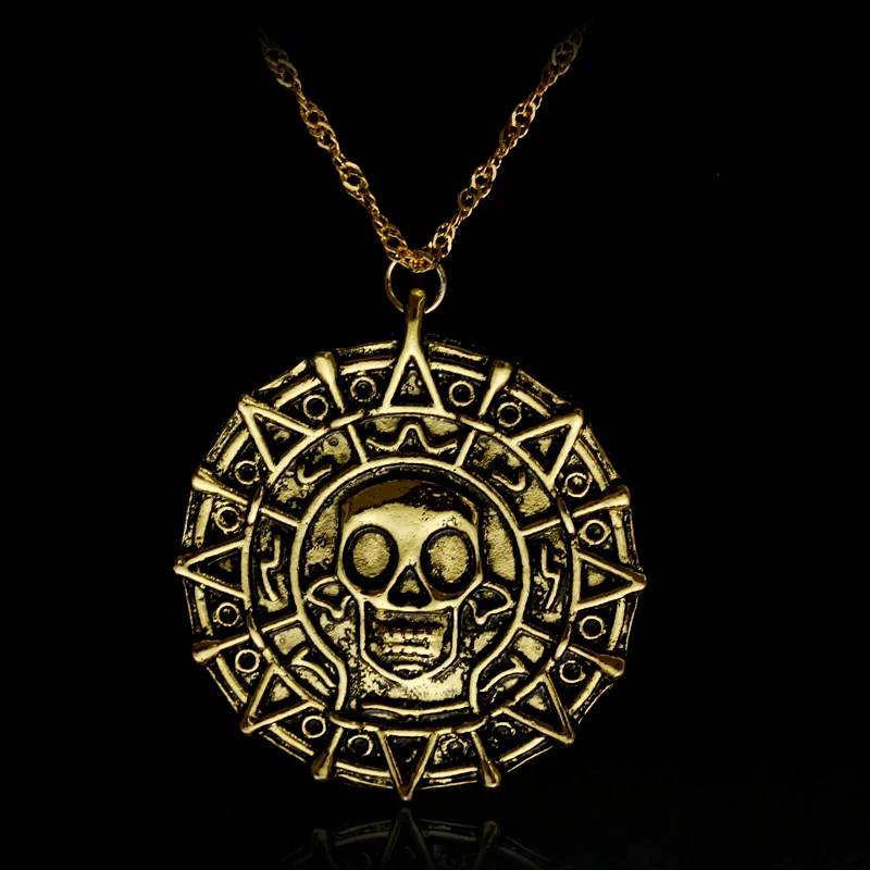 Piratas Del Caribe Azteca moneda de oro Collar Colgante Cosplay Movie Prop