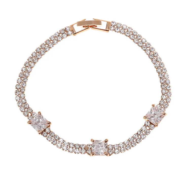2018 Luxury Fashion Women Big Square Zirconia Bracelet Full Crystal Bracelets Boutique Jewelry