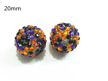 

20mm 100pcs/lot Orange /Purple /Black Mixed Resin Rhinestone Ball Beads,Chunky Beads For Kids Jewelry Making