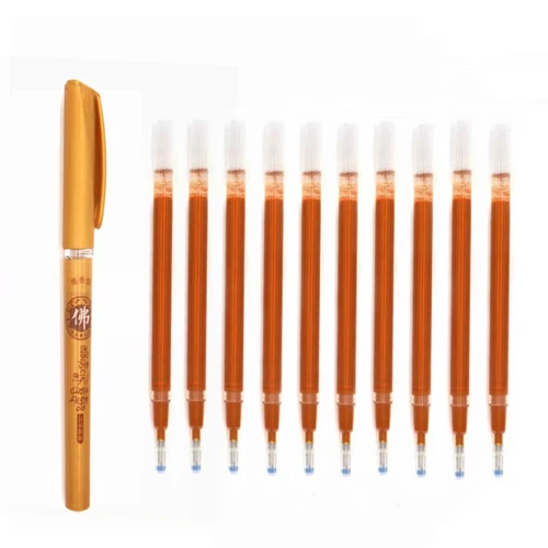 10Pcs Dark gold Сверкающий набор золотых ручек, стержень для ручки 0,7 мм, специальная ручка для рисования, гелевая ручка, школьные канцелярские принадлежности - Цвет: 10Pcs Dark gold