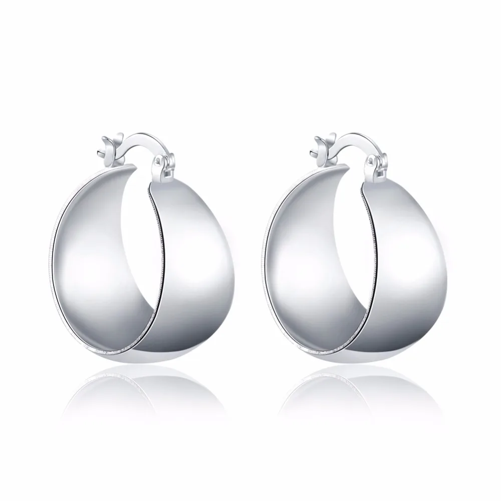 CHUKUI Silver Thcik Hoop Earrings Wide Circle Statement Hoop Earings Plata De Dey For Woman Party Alloy Loop  (3)