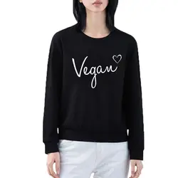Vegan Heart Bella Женская толстовка Casaul с длинным рукавом худи с круглым вырезом черные белые толстовки пуловер уличная одежда
