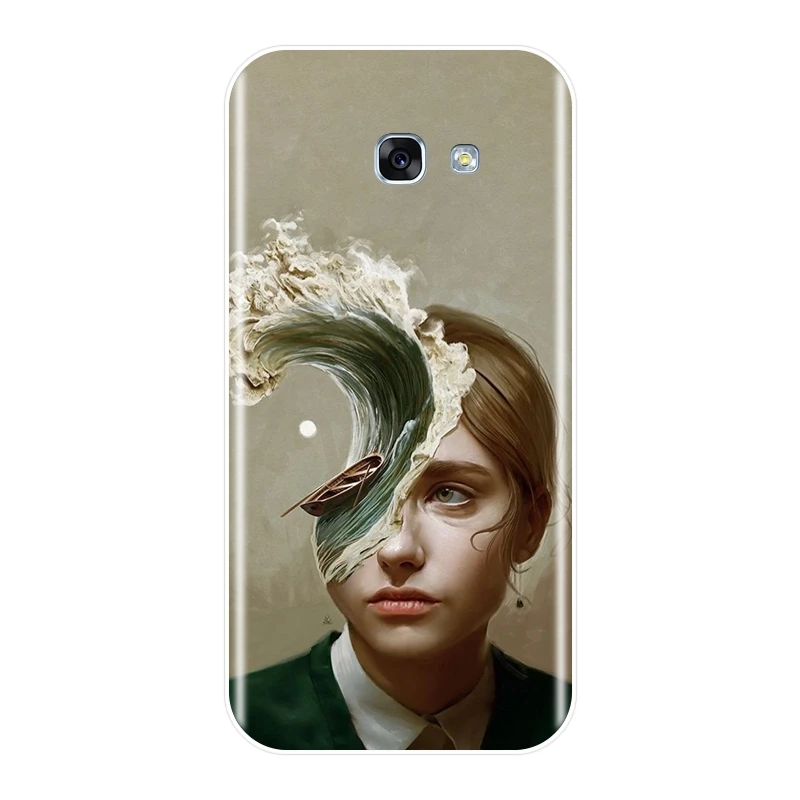 Чехол для телефона Samsung Galaxy A5 A7 2018 A6 A8 Plus Art Girl мягкий силиконовый чехол накладка A3