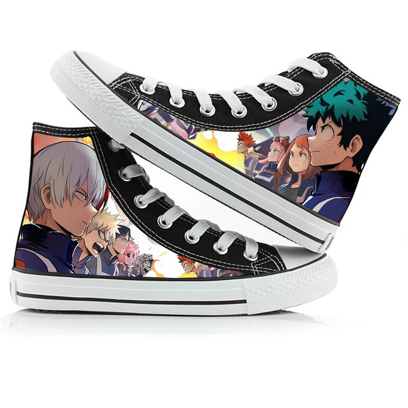 

Boku no hero Academia Cosplay Canvas Shoes Izuku Midoriya Bakugou Katsuki Printed Sneakers Men Women high top Sneakers ver.3
