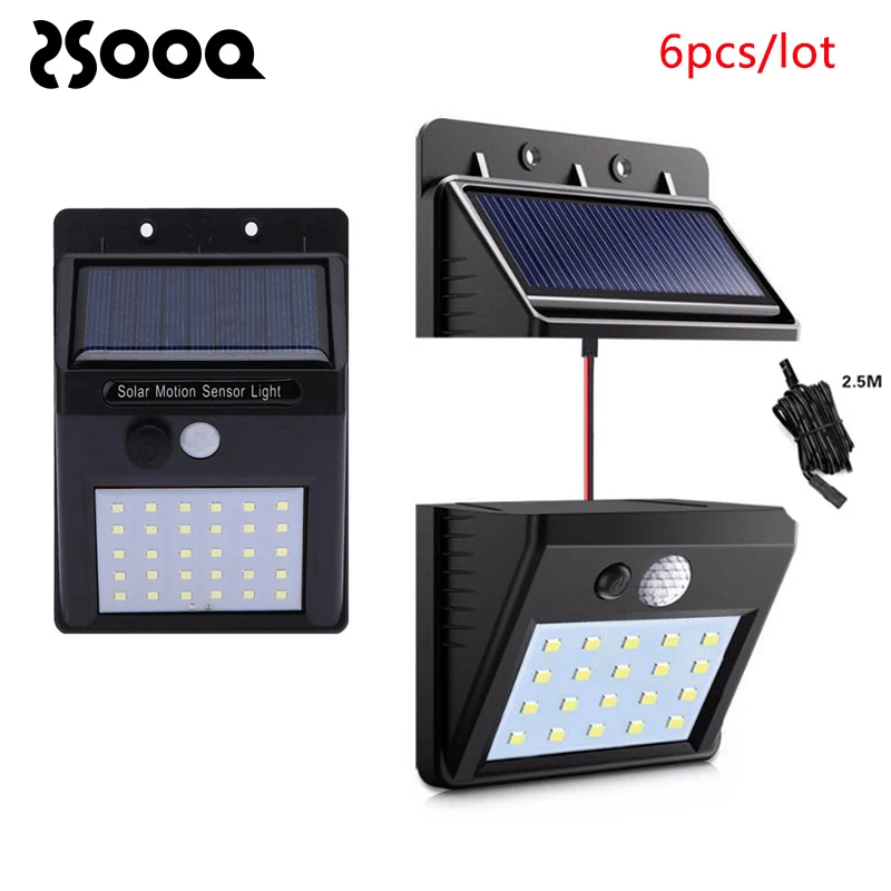 

2-6pcs Rechargeable LED Solar Light Separate Type Motion Sensor Solar Wall Lamp Outdoor Street Yard Garden Lamp Bubls LSL111