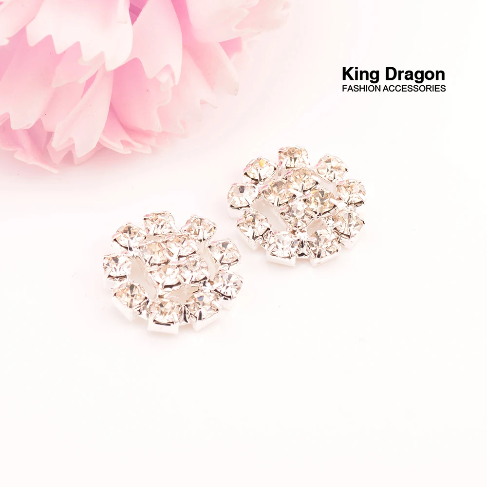 

Rhinestone Button Flat Back Embellishment Used On Craft 15MM 10pcs/lot Silver Color Button Shop KD239