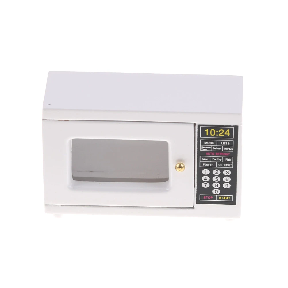 

New Cute 1:12 Miniature White Microwave Oven Dollhouse Kitchen Accessories