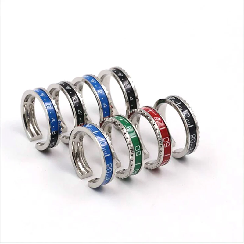 

10pcs Mixed Ltalian Style New Jewelry 316L Stainless Steel cuff Speedometer Official Ring 36 color
