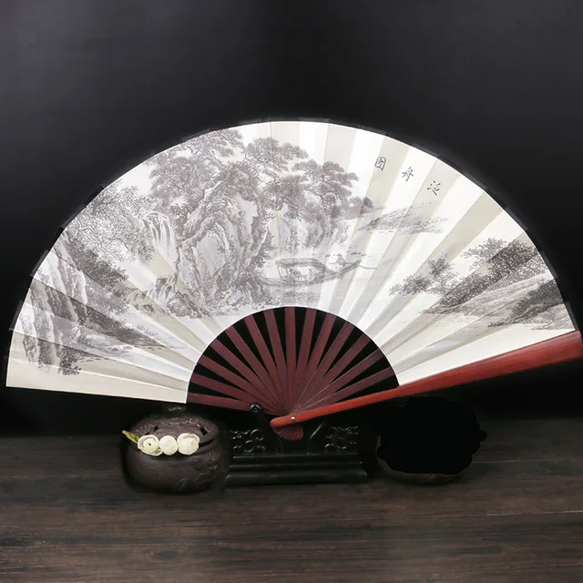 Vintage Chinese Folding Fan Bamboo Silk Fan Hand Held Wedding