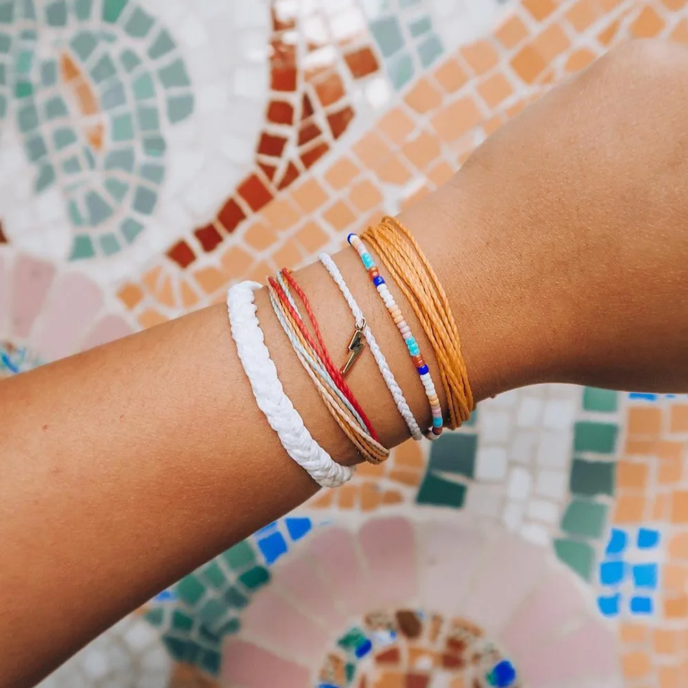 

5 Pcs/set Women Simple Multicolor Lightning Beaded Leather Woven Multilayer Bracelet Set Charm Party Wedding Jewelry Accessories