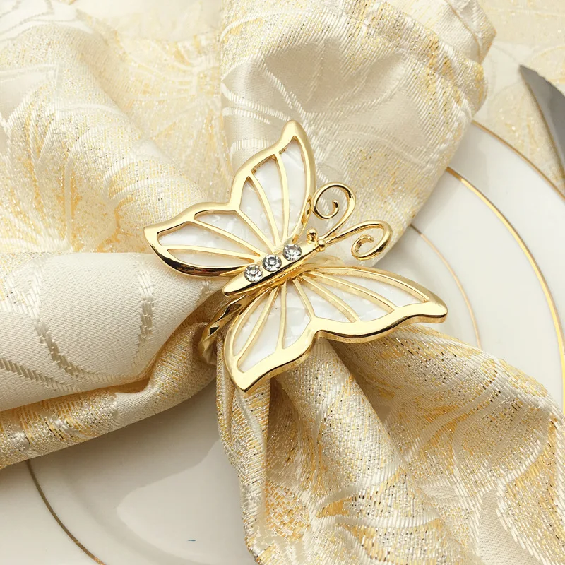 

12PCS gold diamond butterfly napkin buckle napkin ring metal napkin ring alloy cloth ring