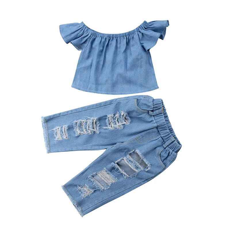 1-6Y-Fashion-Toddler-Kids-Baby-Girl-Clothes-Summer-Fly-Sleeve-Denim ...