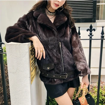 

Mink Whole Fur Women short Coat Winter Thick Slim Warm Female Mink Fur Jacket