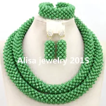 Брендовые новые дизайнерские Элегантные зеленые нигерийские африканские хрустальные бусины с цветок брошь, ювелирные изделия наборы для женщин