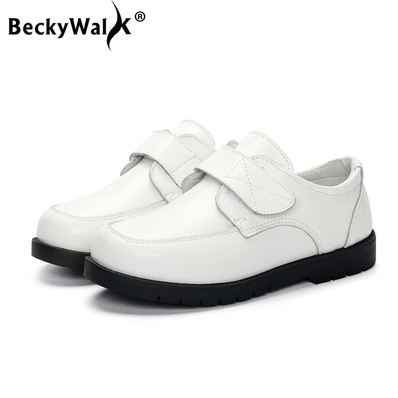 

BeckyWalk Black White Boys Leather Shoes Genuine Leather Children Shoes Boy School Shoes Kids Party Performance Shoes CSH674