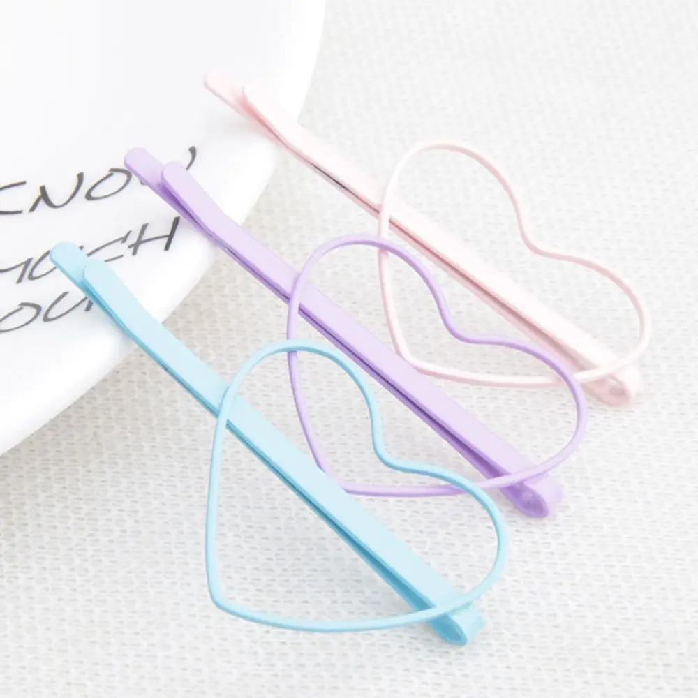 2pcs Cute Candy Heart Shape Color Kid Girl Hairpin BB Heart Hair Clips Hair Accessories Gift Hairgrip For Women Girls