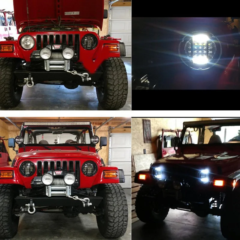 FADUIES 2psc BlackChrome 7 inch 5D LED Headlight Round H4 HiLo Beam Headlamp with DRL For Jeep Wrangler 2007-2016 Hummer H1&H2 (11)