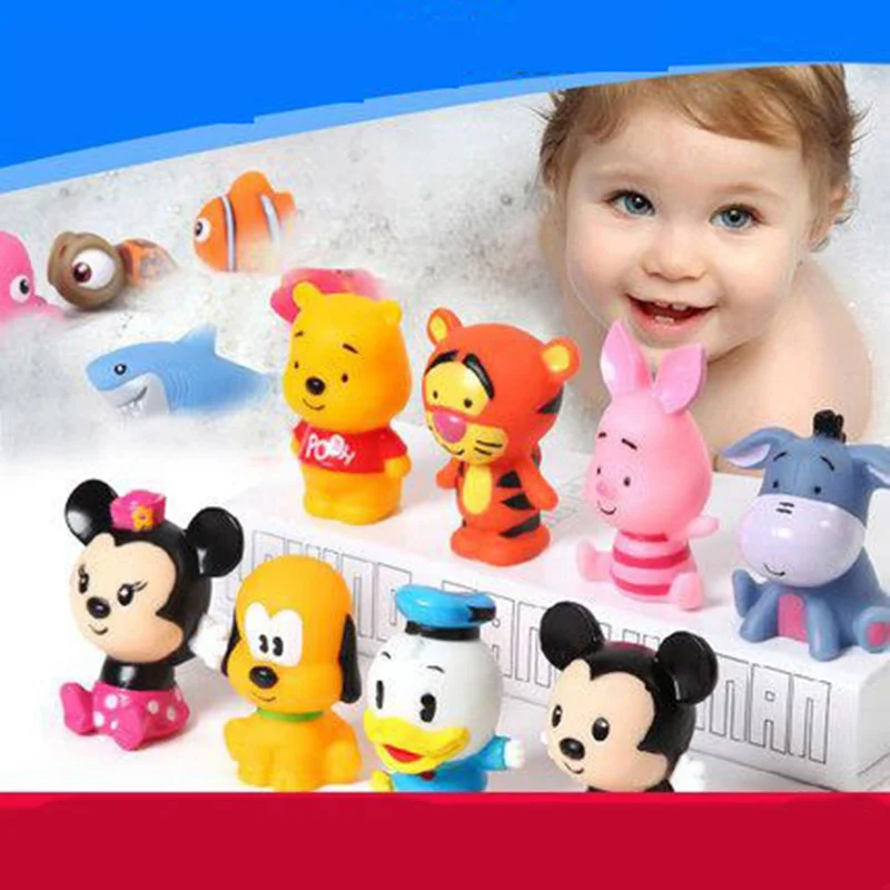 

4Pcs Mixed Animals Swimming Water Toys Colorful Soft Floating Rubber Duck Squeeze Sound Squeaky Bathing Toy For Baby Bath Toys
