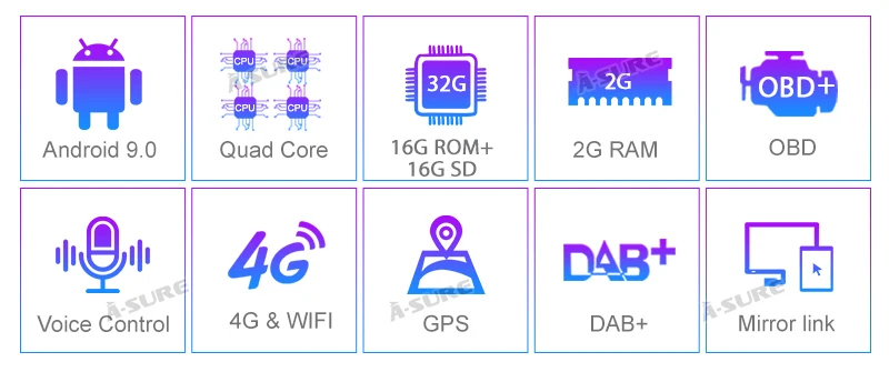 Sale A-Sure 9 Inch 2 Din Android 9.0 Car Auto Radio GPS DVD Play Stereo Navigation For BMW E46 MG ZT Rover 75 DAB+ 32G ROM Quad-Core 6