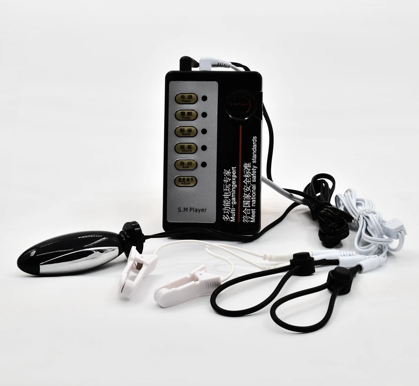 ZENBALA Electro Shock Torpedo Rings with Nipple Clamps E Stim Plug Set W Loops Therapy
