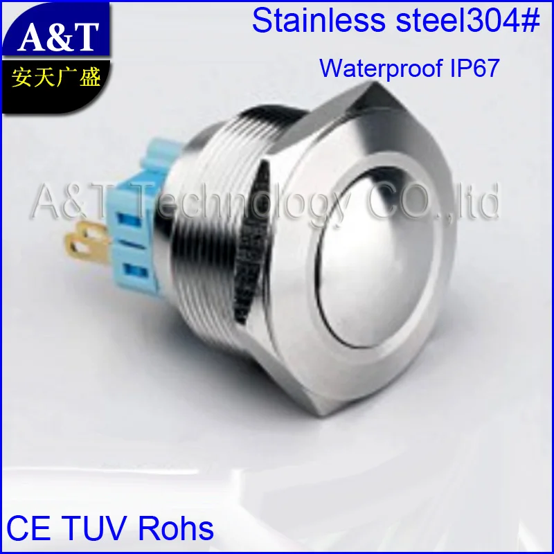 

DHL Free shipping CMP 28MM SPDT Automotive Waterproof IP67 Dome Head Push Button Metal Anti vandal Latching on off Switch