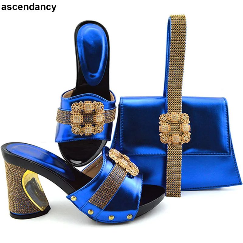 

Latest Summer High Heeled Shoes for Women Italian Shoe and Bag Set for Party In Women Nigerian Women Party Pumps with Purse