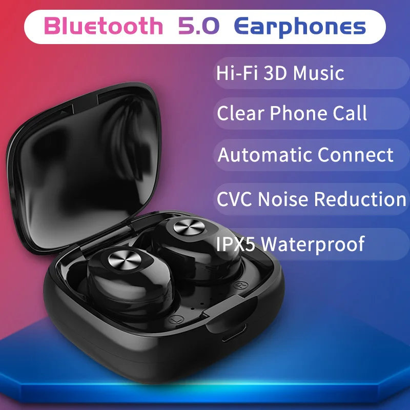 Беспроводные Bluetooth наушники V5.0 TWS спортивные мини 3D стерео музыка бас звук