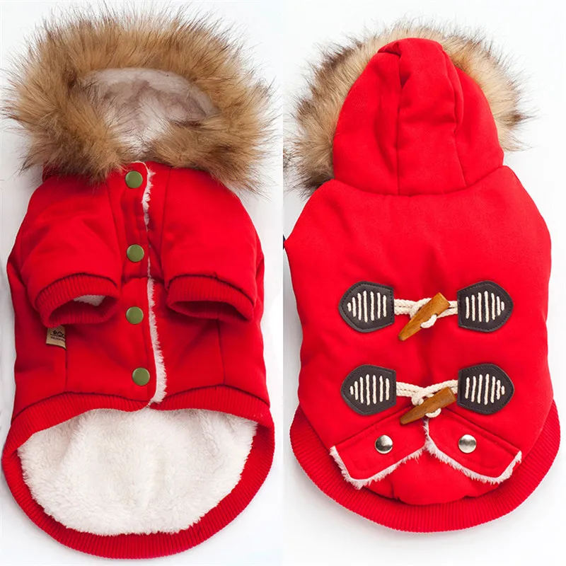 

Winter Warm Pet Outerwear Dog Clothes Coat Fleece Liner Warm Fur Hooded Dog Hood Puppy Jacket Chihuahua Clothes