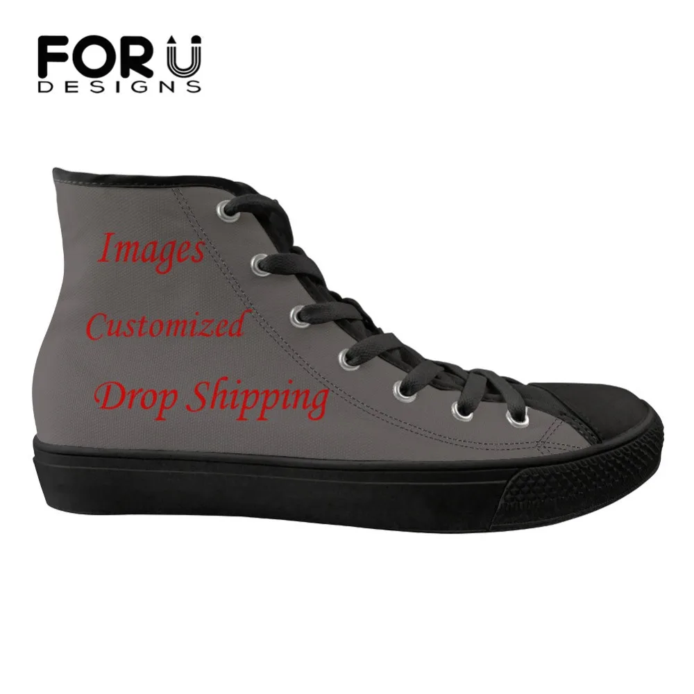 

FORUDESIGNS Customzie Image or Logo High Tops Canvas Vulcanize Shoes Casual Women's Sneakers Flat Lace-up Walking Tenis Feminino