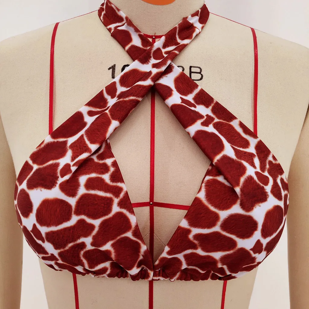 SAGACE Two Pieces Sexy Halter Bandage Bikini Leopard Printed Padded Beachwear For Women Lady 2019 Summer Swimwear SAGACE Two Pieces Sexy Halter Bandage Bikini Leopard Printed Padded Beachwear For Women Lady 2019 Summer Swimwear