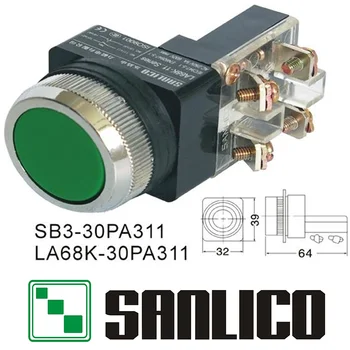 

push button switch flush head SB3(LA68K KS PB)-30PA311 momentary spring return 30mm