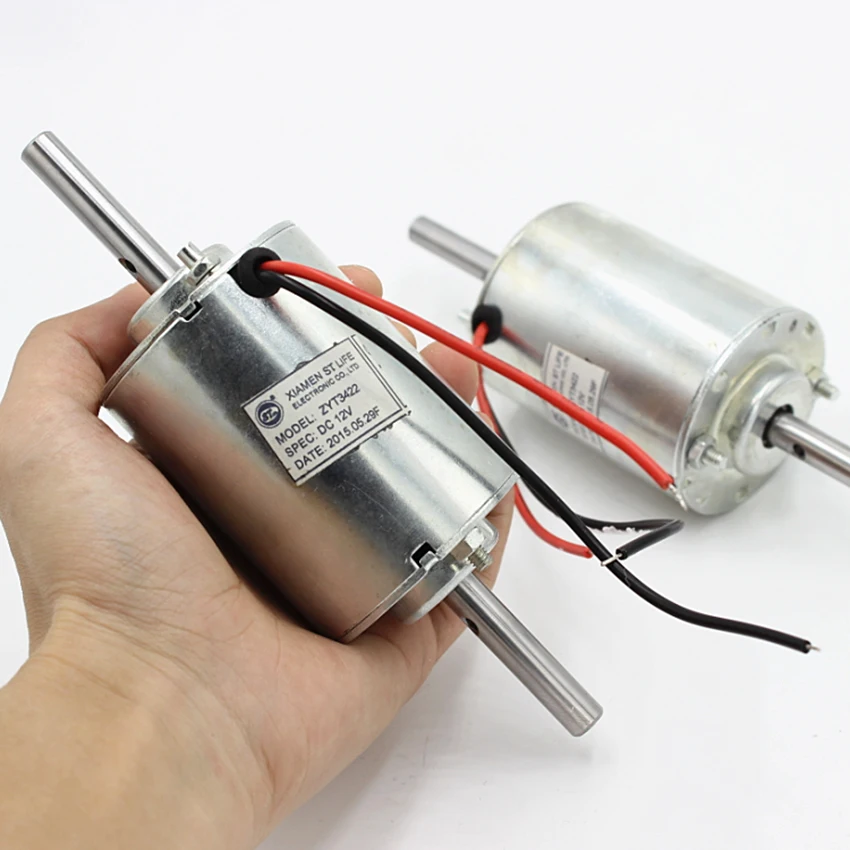 

ZYT3422 DC Motor DC 12V 3100 RPM Double Ball Bearing Shaft 8mm Axis Mute Micro Motor Double Output Shafts for Massagers, Fans