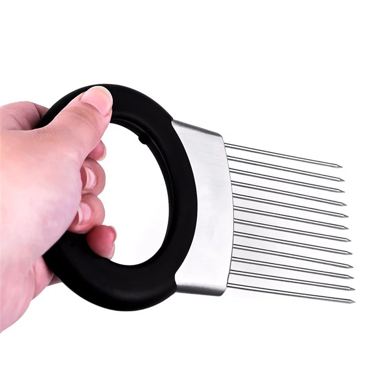Onion Holder for Slicing All-In-One Potato holder Odor Remover Vegetable Slicer Onion Chopper Stainless Steel