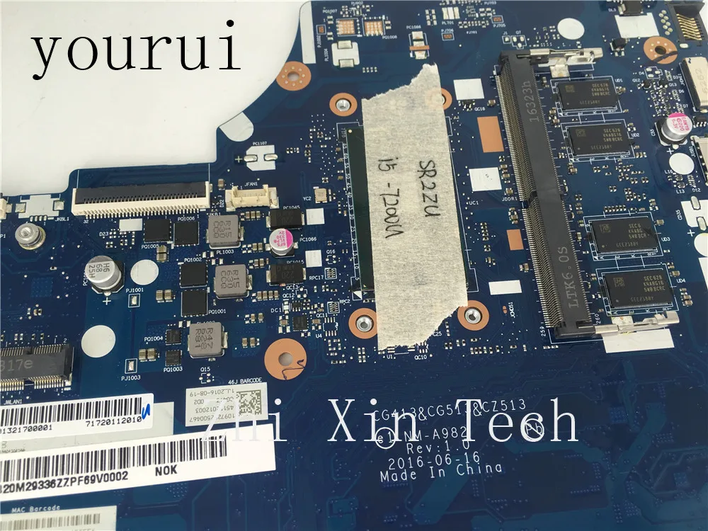  yourui CG413&CG513 CZ513 NM-A982 For Lenovo Ideapad 310-15IKB Laptop Mainboard With i5-7200u 4GB Me