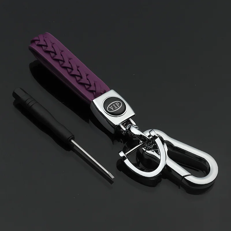 Purple 6 цветов MDNEN Пряжка подковы переплетенный кожаный брелок металлический авто поясной брелок автомобильный брелок для ключей - Цвет: Purple