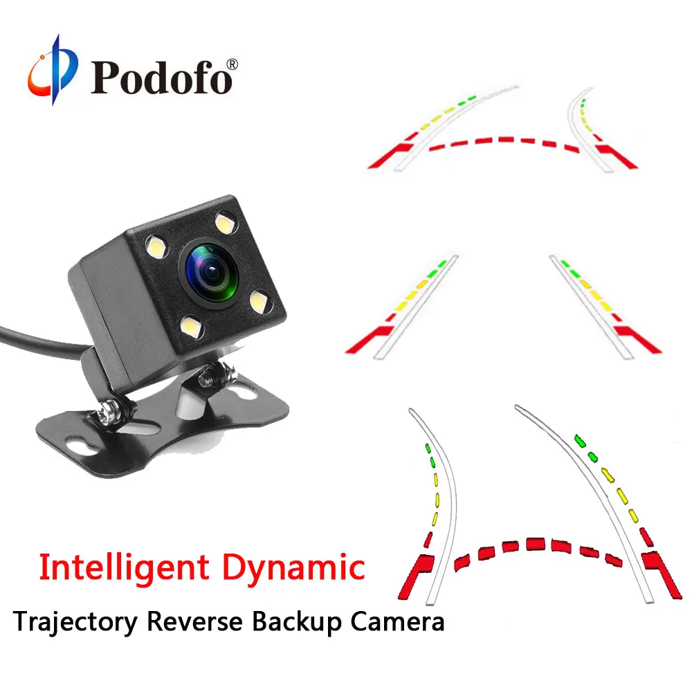 Goedkoop Podofo Intelligente Dynamische Traject Auto Achteruitrijcamera HD 170 Graden Reverse Backup Camera Auto Omkeren Parkeerhulp