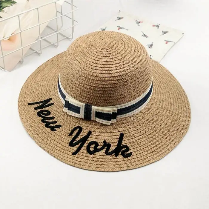 Women Summer Hats Panama Bow Sombrero Sun Straw Hat Foldable Beach Bone Visor Cap JT-Drop Ship