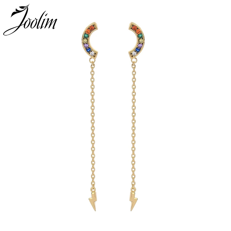 Joolim Colorful Zirconia Long Earring Korean Earring High Endin Drop