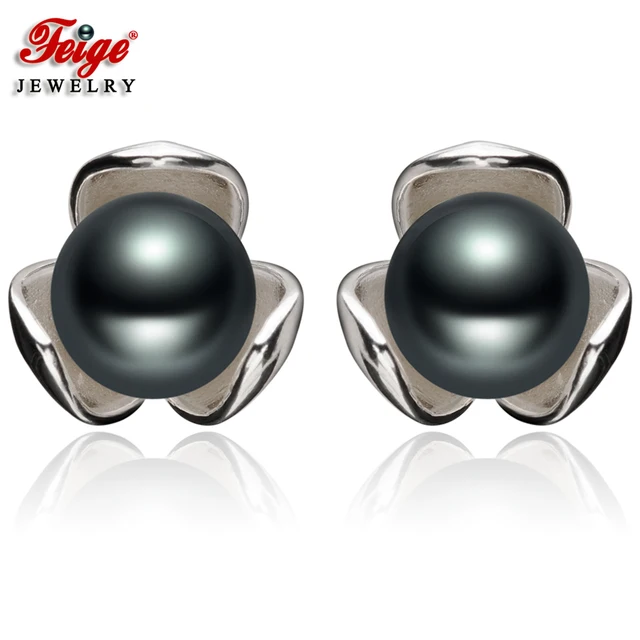 Feige Brand 8 9mm Black Pearls Stud Earrings For Women 925 Sterling Feige Brand 8 9mm Black Pearls Stud Earrings For Women 925 Sterling Silver Pearl