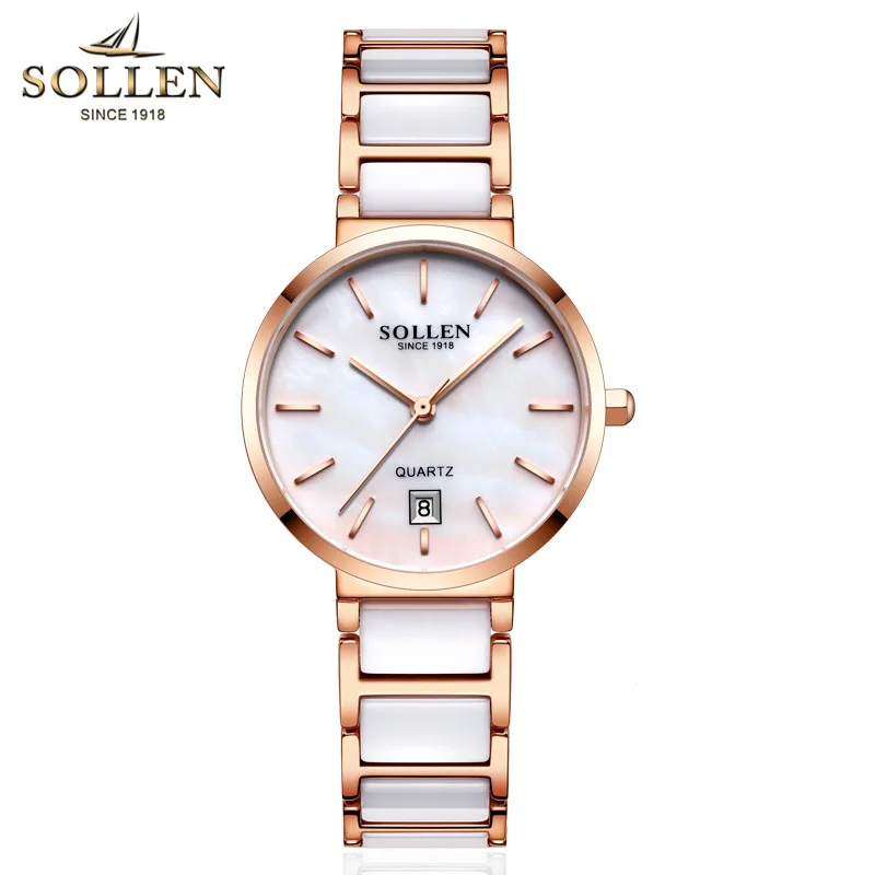 

2018 Luxury Brand Lady Ceramics Watch Women Dress Watch Fashion Rose Gold Quartz Watches Female Wristwatches Montre Femme